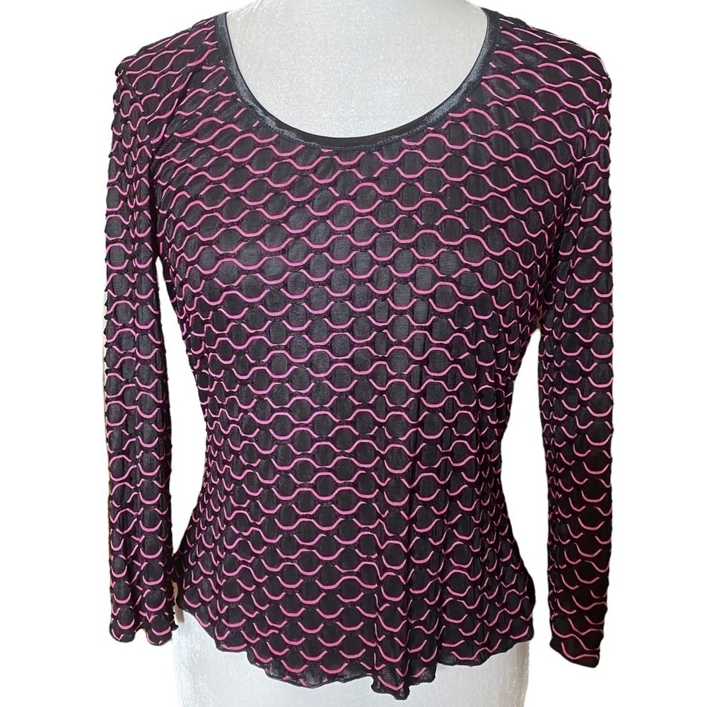 Baranda Y2K Black and Pink Semi-Sheer Top. Size Medium